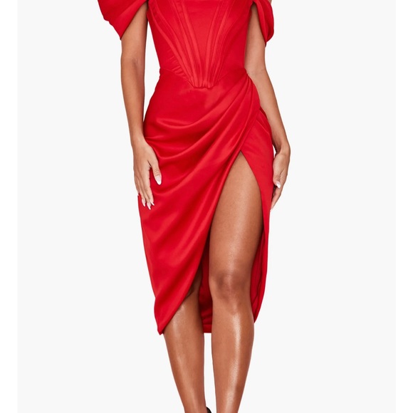 House of cb Loretta Off the Shoulder Satin Corset Dress - Picture 2 of 11